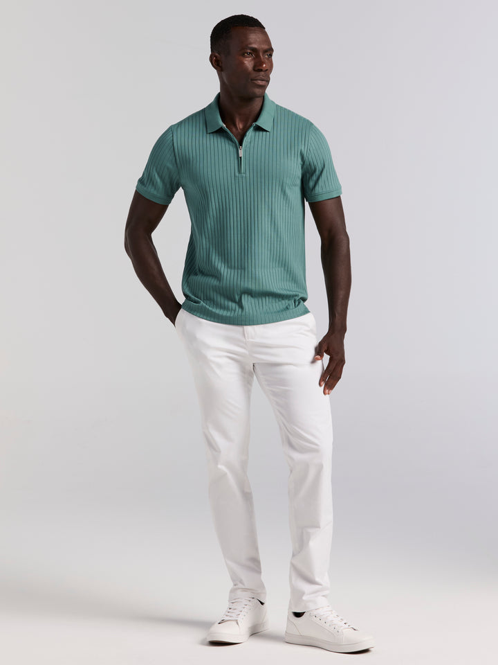 Quarter Zip Ribbed Polo (Sea Pine) 