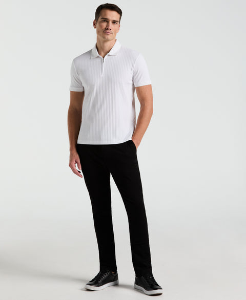 Quarter Zip Ribbed Polo (Bright White) 