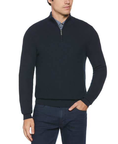 Ribbed Quarter Zip Sweater (Dark Sapphire) 