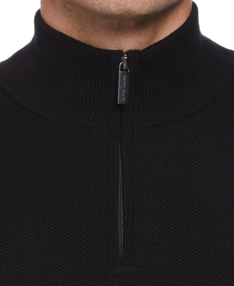Ribbed Quarter Zip Sweater (Black) 