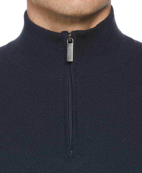 Ribbed Quarter Zip Sweater (Dark Sapphire) 