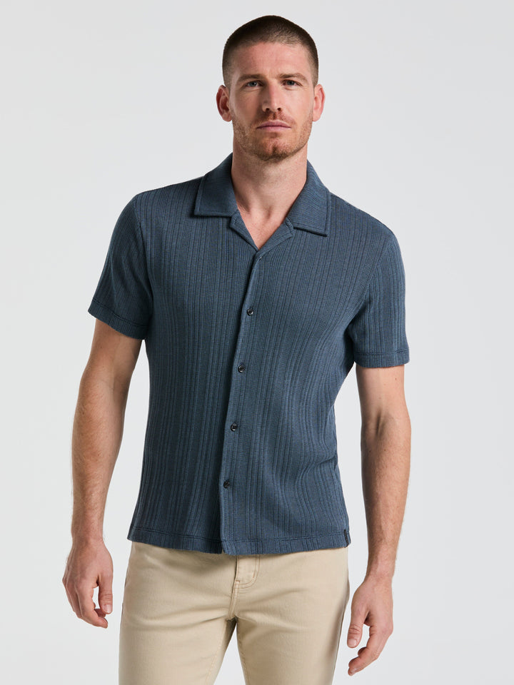 Ribbed Stripe Shirt (Blue Mirage) 