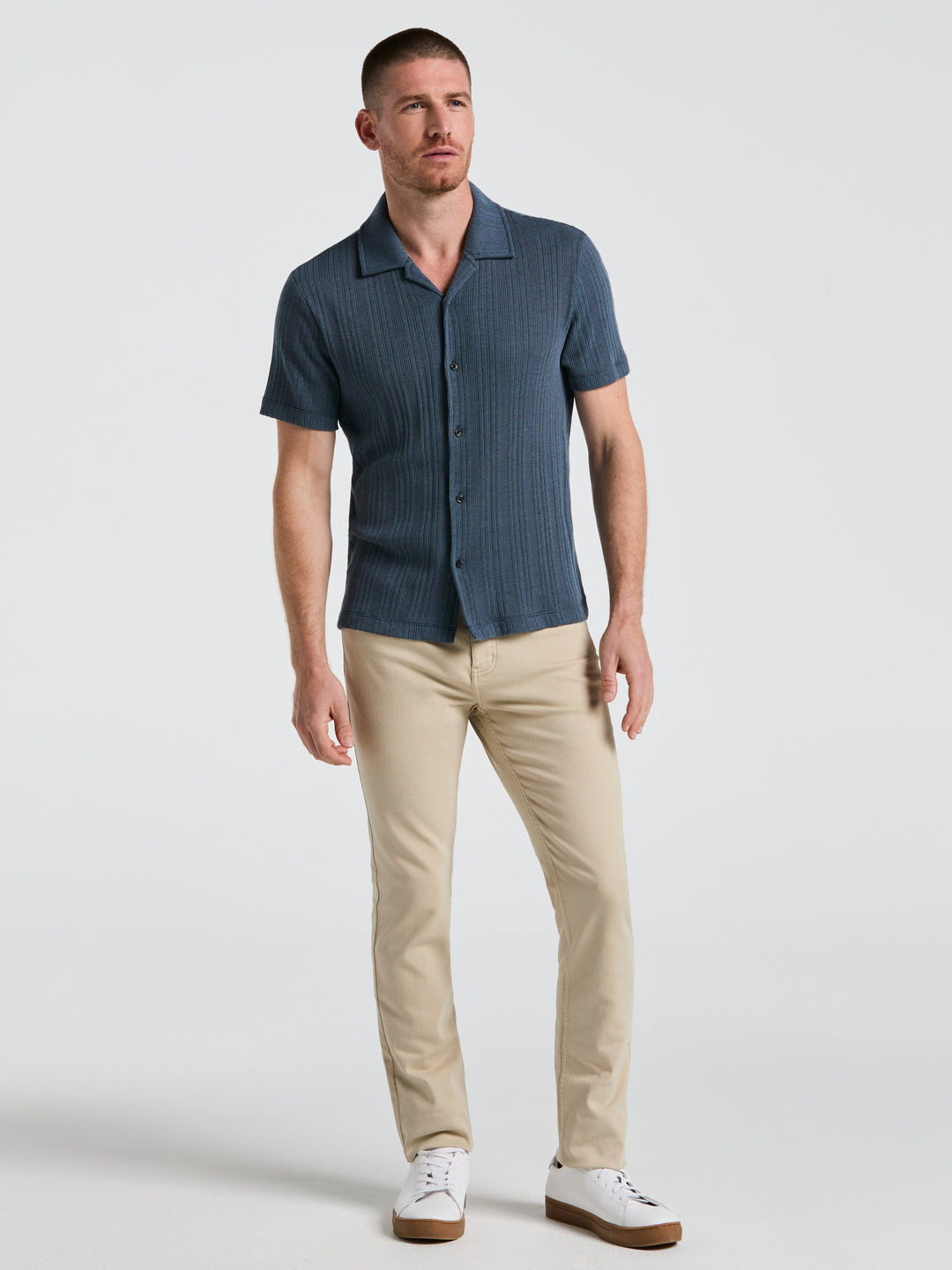 Ribbed Stripe Shirt (Blue Mirage) 