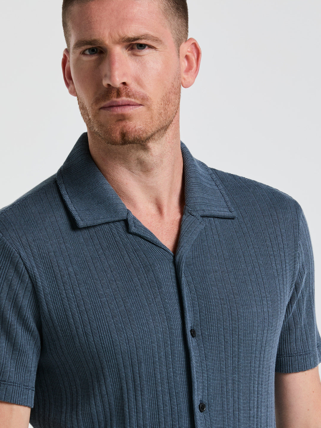 Ribbed Stripe Shirt (Blue Mirage) 