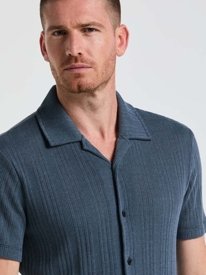 Ribbed Stripe Shirt (Blue Mirage) 