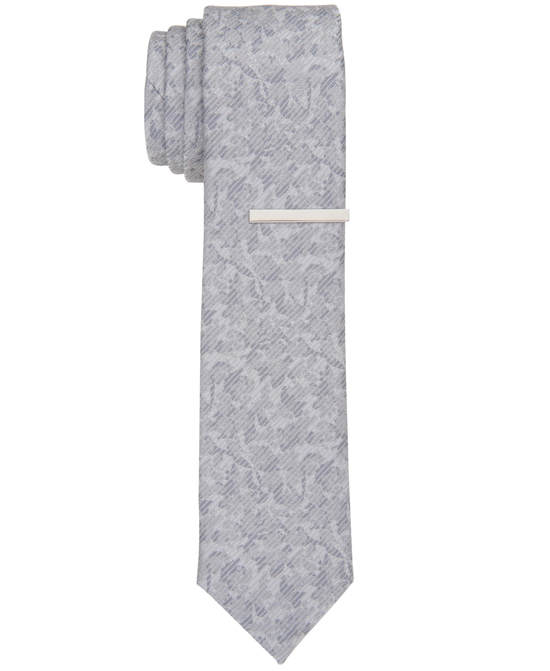 Ricey Floral Slim Tie (Silver) 