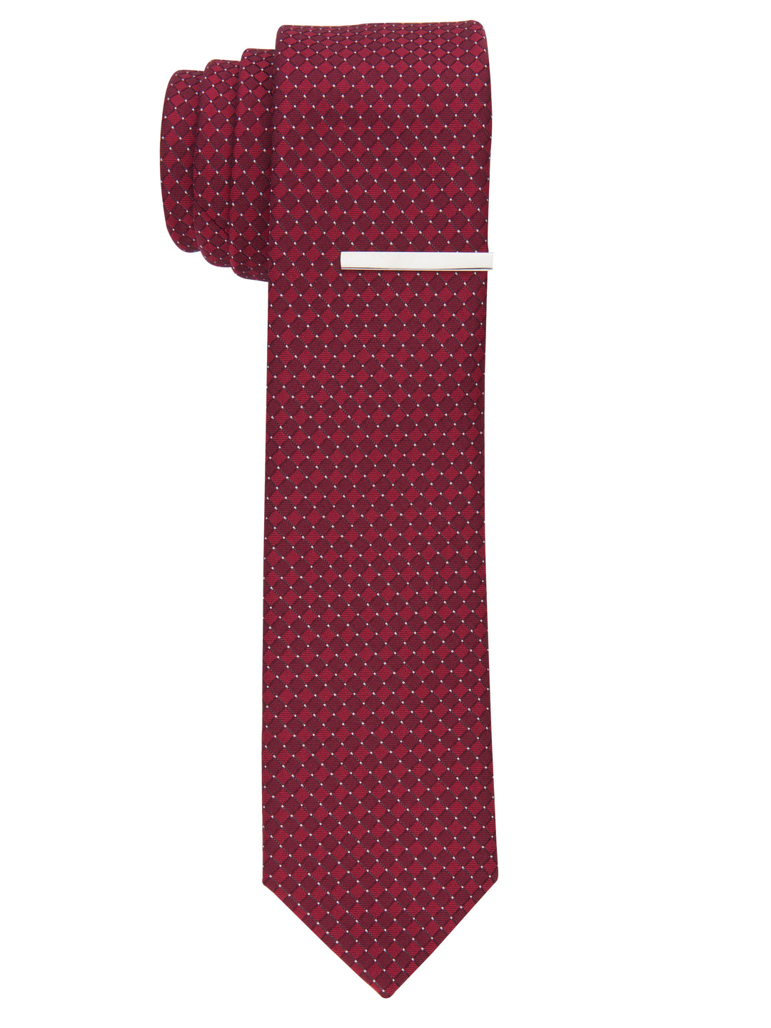 Rogin Mini Print Silk Tie (Burgundy) 