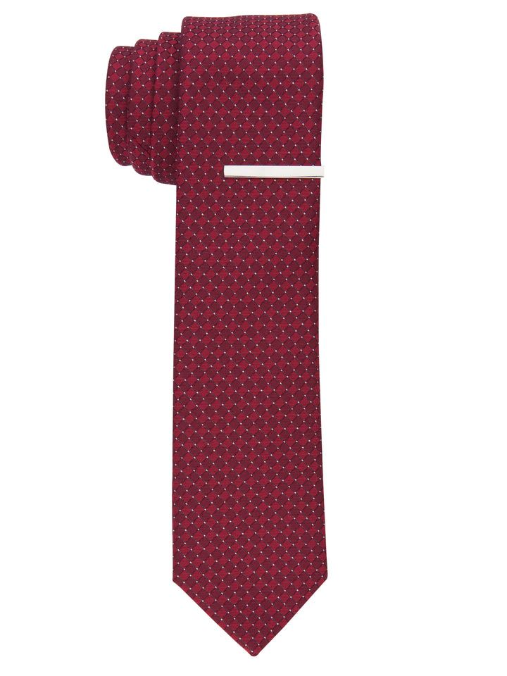 Rogin Mini Print Silk Tie (Burgundy) 