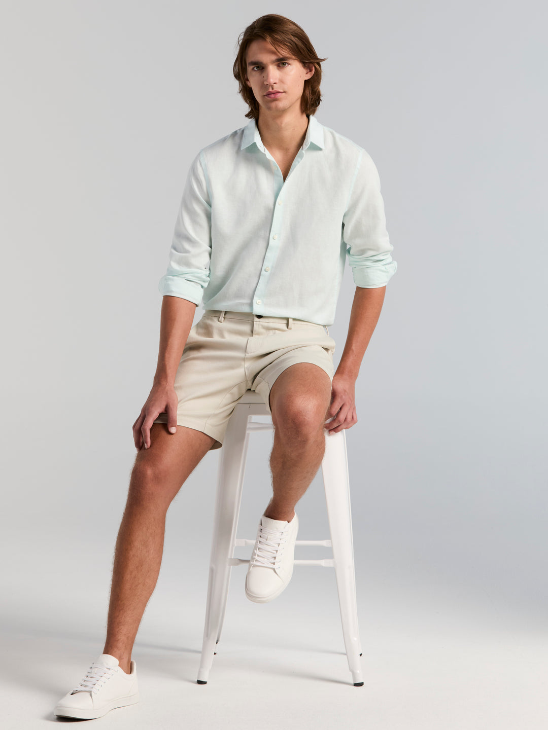 Cotton Sateen Anywhere Bermuda 8" Short (Moonstruck) 