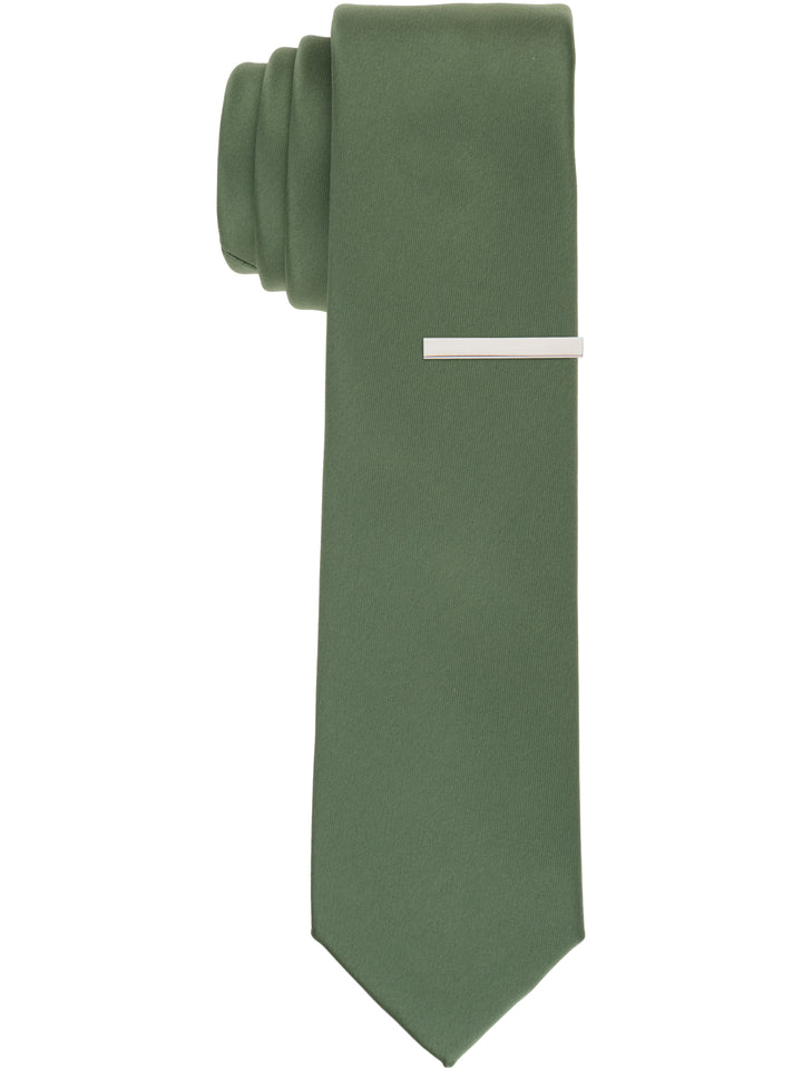 Solid Black Slim Fit Sateen Tie (Silver Pine) 