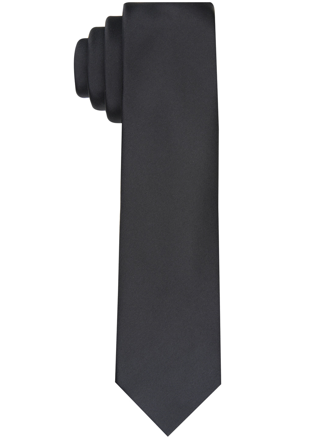 Solid Black Slim Fit Sateen Tie (Black) 