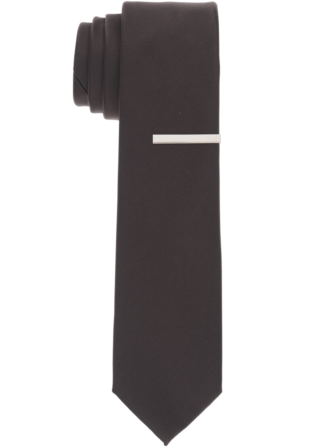 Solid Black Slim Fit Sateen Tie (Brown) 