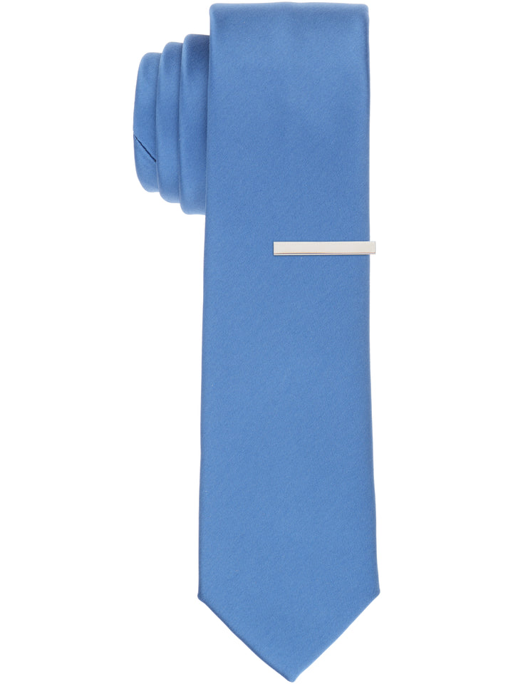Solid Black Slim Fit Sateen Tie (Denim) 