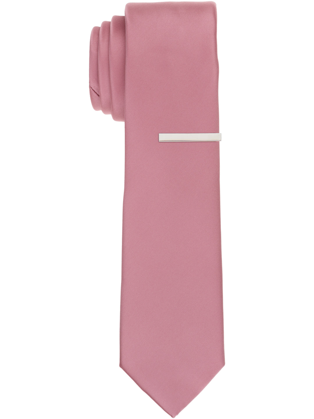 Solid Black Slim Fit Sateen Tie (Light Pink) 