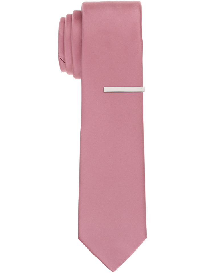 Solid Black Slim Fit Sateen Tie (Light Pink) 