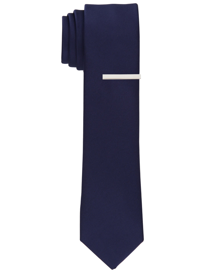 Solid Black Slim Fit Sateen Tie (Navy) 