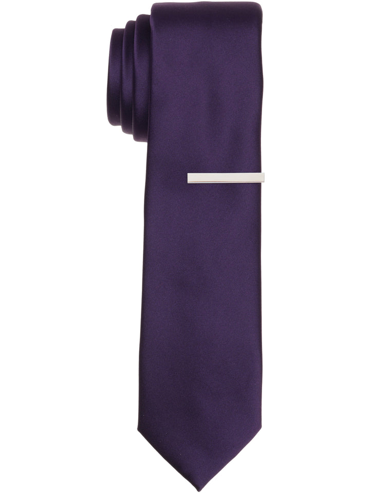 Solid Slim Fit Sateen Tie (Plum) 