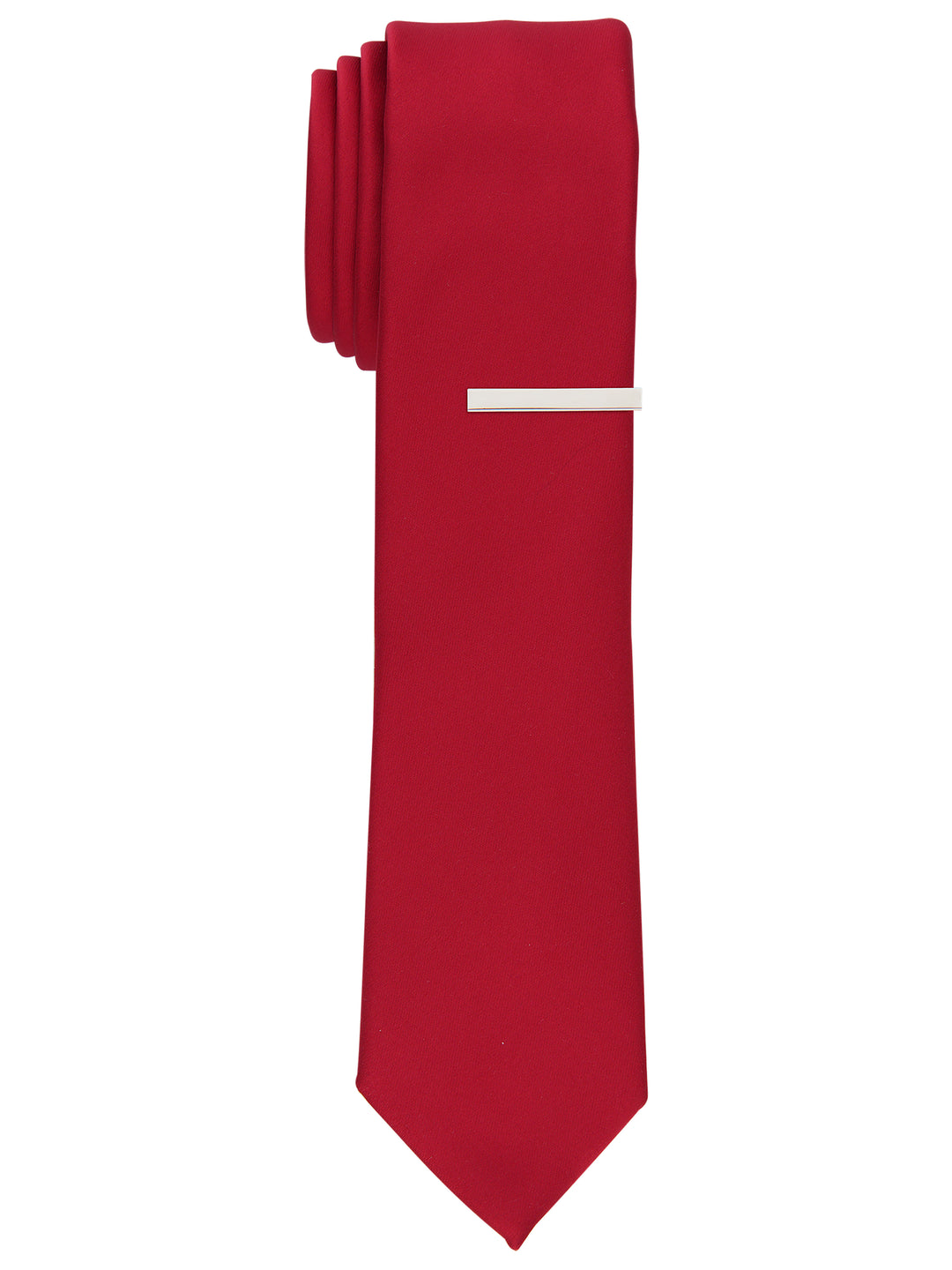 Solid Black Slim Fit Sateen Tie (Red) 