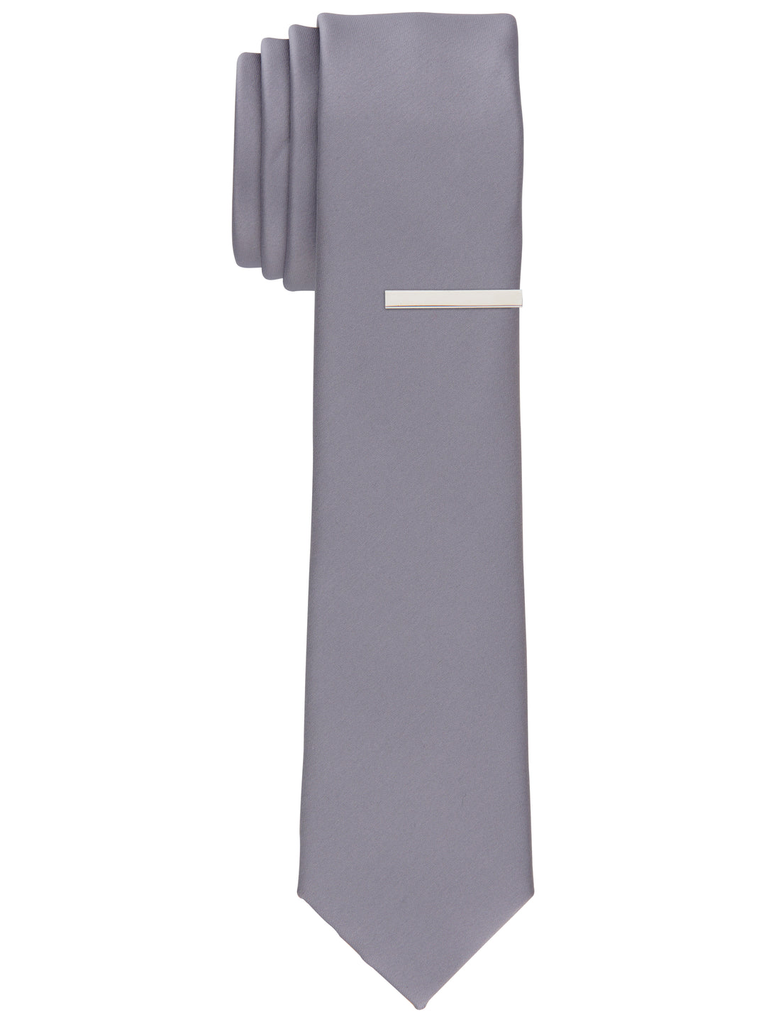 Solid Black Slim Fit Sateen Tie (Silver) 