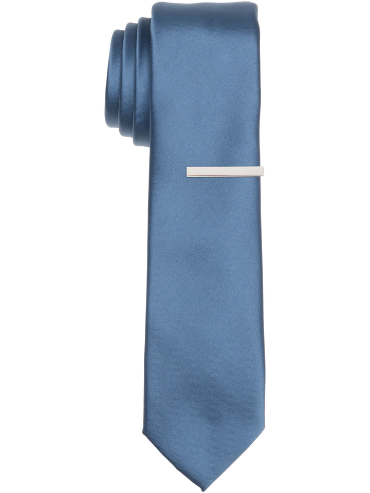 Solid Slim Fit Sateen Tie (Slate) 