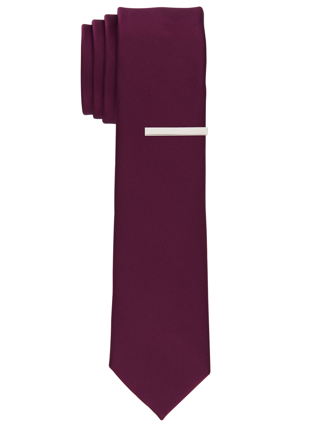 Solid Black Slim Fit Sateen Tie (Wine) 