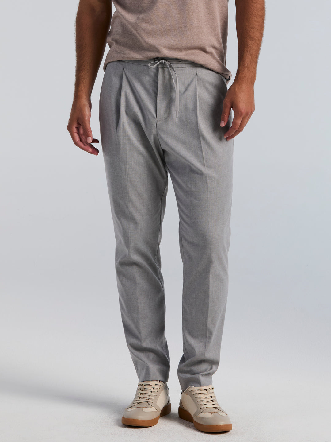 Sharkskin Slim Tapered Pleated Pant (Chiseled Stone) 