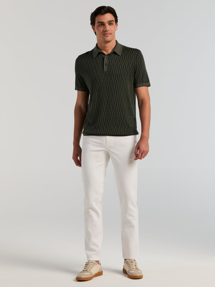 Short Sleeve Geometric Jacquard Polo Sweater (Urban Chic) 