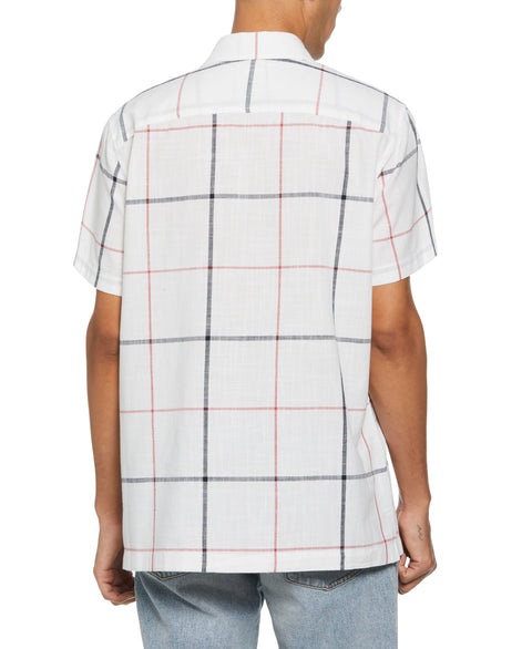 Short Sleeve Plaid Shirt (Bright White) 