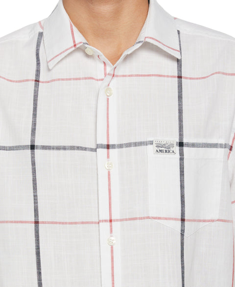 Short Sleeve Plaid Shirt (Bright White) 