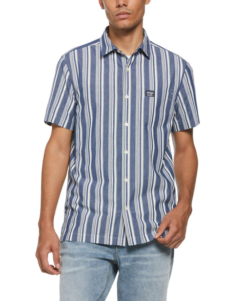 Short Sleeve Striped Shirt (Dark Sapphire) 