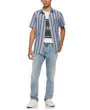 Short Sleeve Striped Shirt (Dark Sapphire) 