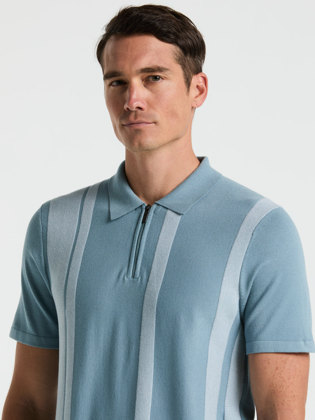 Short Sleeve Tech Stretch Zip Polo (Citadel) 