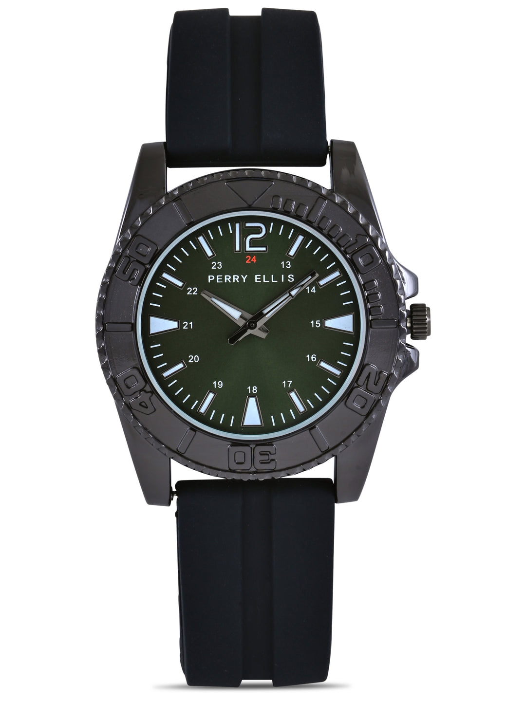 Silicone Strap Sport Watch (Black/Olive) 