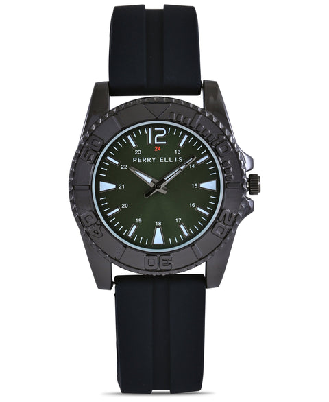 Silicone Strap Sport Watch (Black/Olive) 