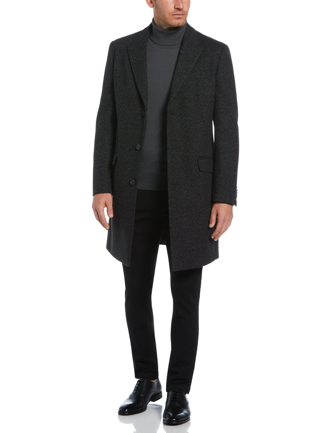 Ezra Single Breasted 3 Button Overcoat (Dark Charcoal) 