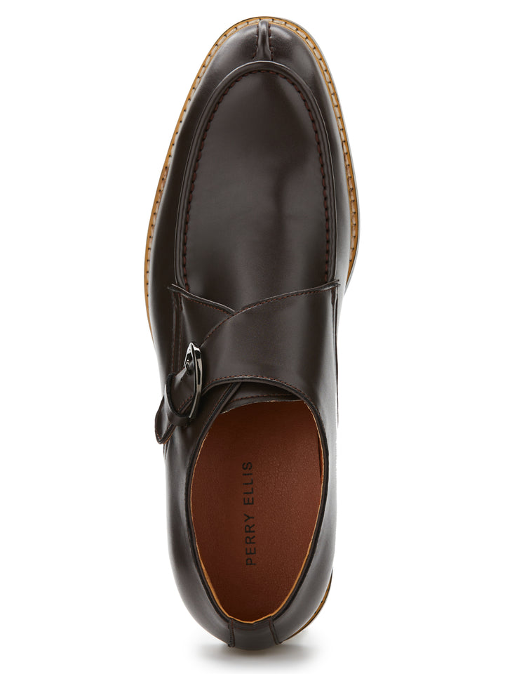 Single Monk Strap Dress Shoe (Coffee) 