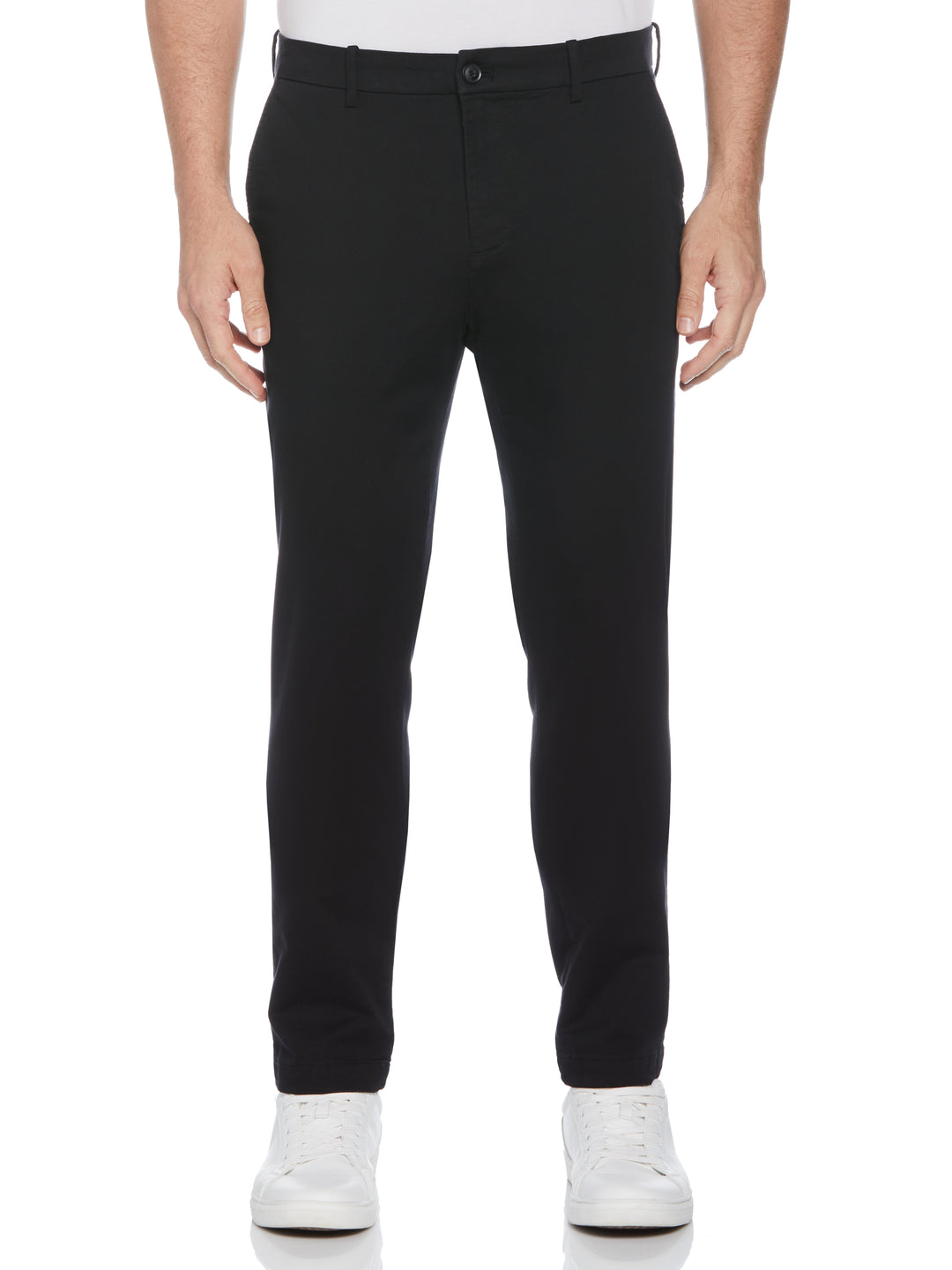 Skinny Fit Flat Front Stretch Chino (Black) 