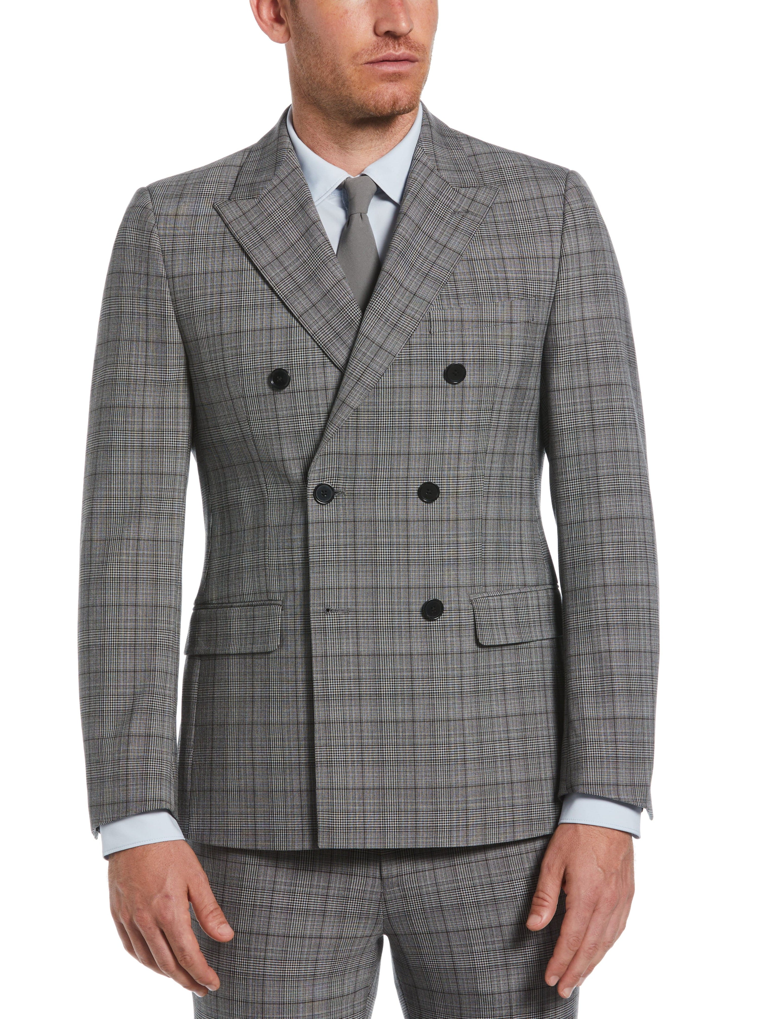 Men's Skinny Fit Plaid Suit Jacket Perry Ellis