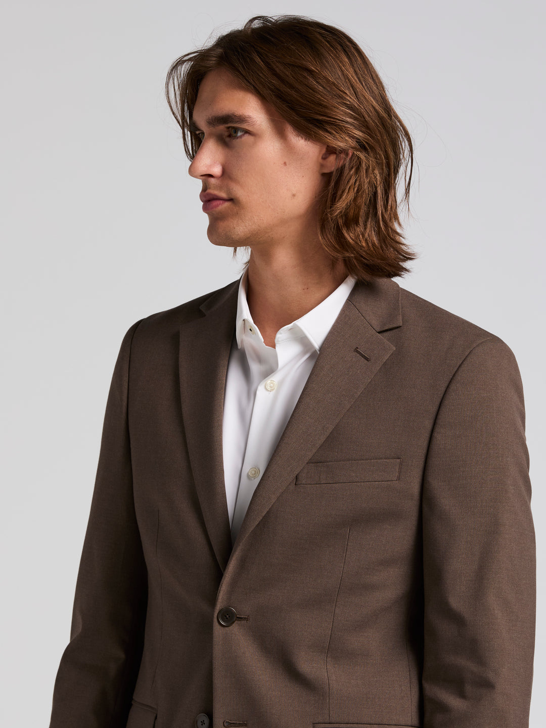 Skinny Fit Solid Light Brown Suit Jacket (Tan) 