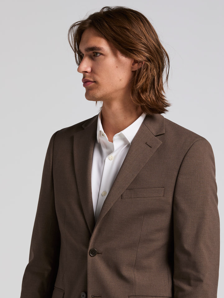 Skinny Fit Solid Light Brown Suit Jacket (Tan) 