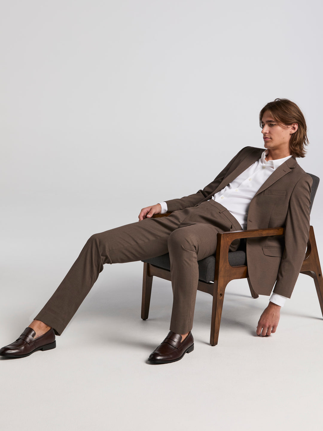 Skinny Fit Solid Light Brown Suit Jacket (Tan) 