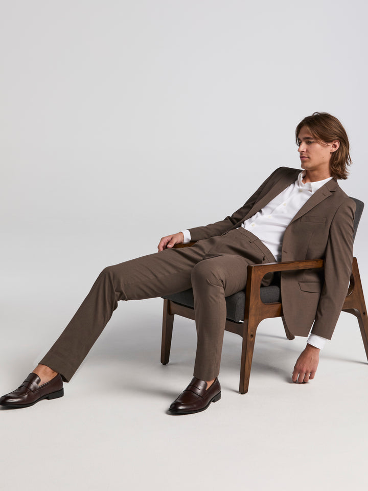 Skinny Fit Solid Light Brown Suit Jacket (Tan) 