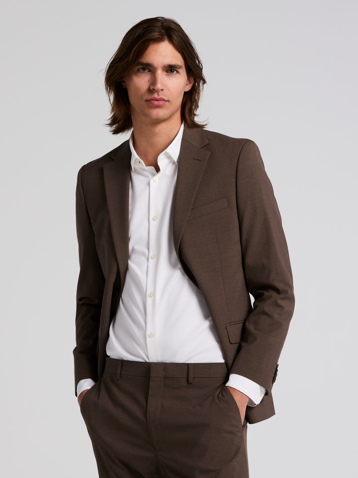 Skinny Fit Solid Light Brown Suit Jacket (Tan) 