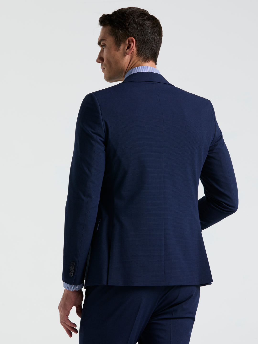 Skinny Fit Mini Houndstooth Suit Jacket (Blue) 