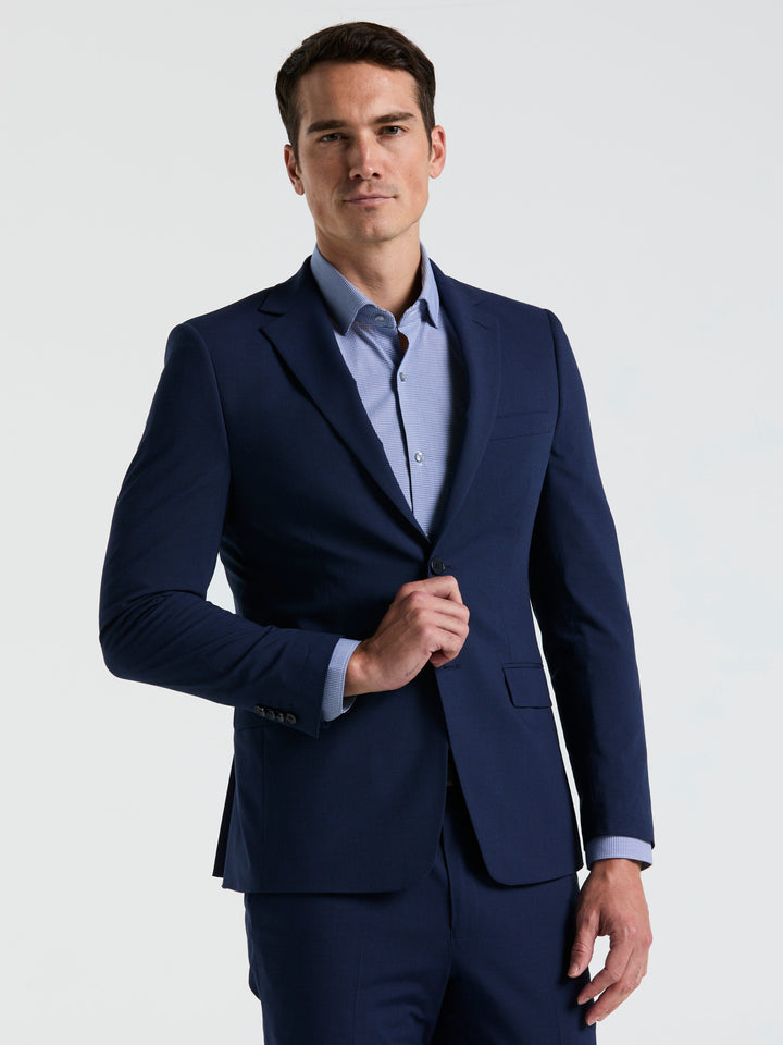 Skinny Fit Mini Houndstooth Suit Jacket (Blue) 