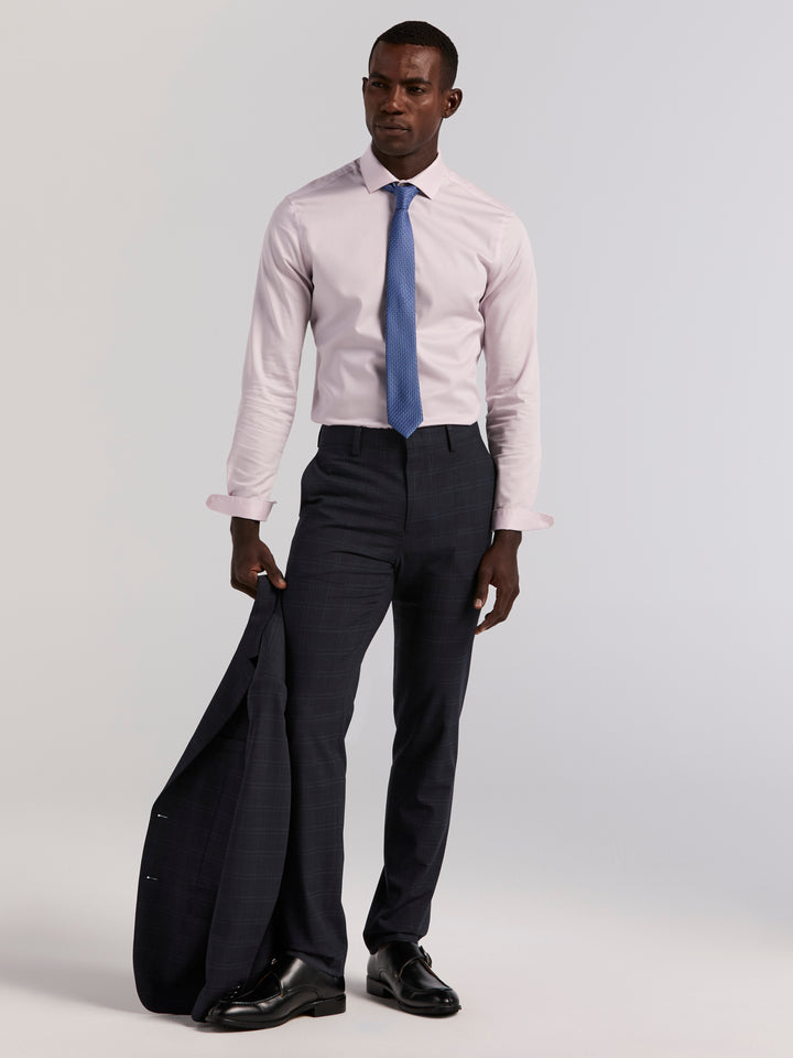 Skinny Navy Plaid Suit Jacket (Navy) 