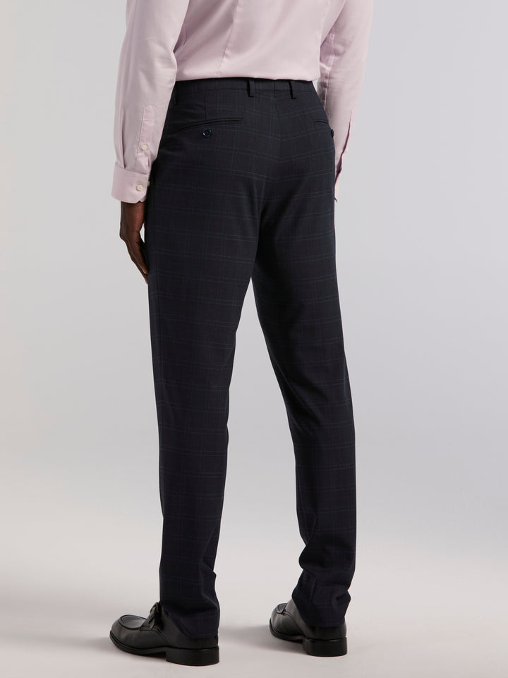 Slim Fit Navy Plaid Suit Pant (Navy) 