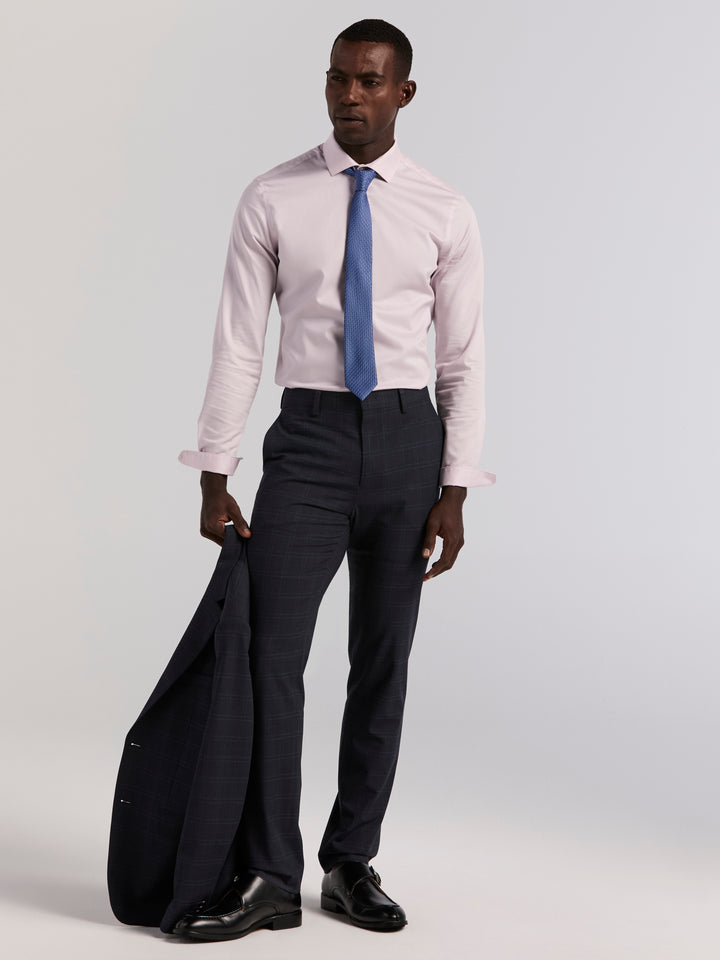 Slim Fit Navy Plaid Suit Pant (Navy) 