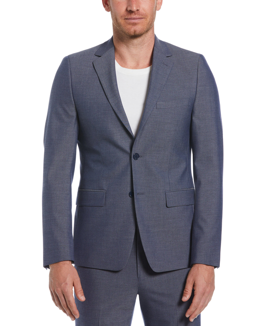 Slim Fit Notch Lapel Iridescent Suit Jacket (Blue) 