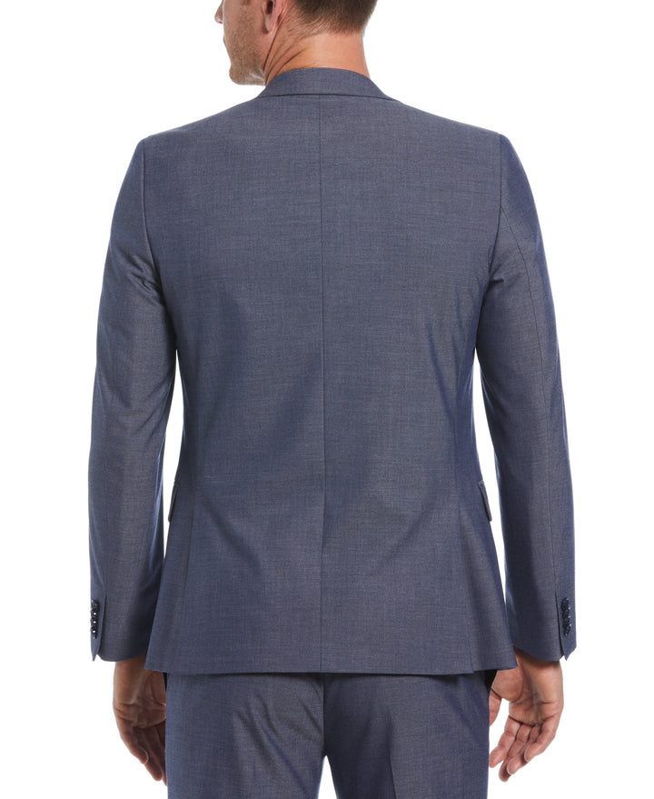Slim Fit Notch Lapel Iridescent Suit Jacket (Blue) 